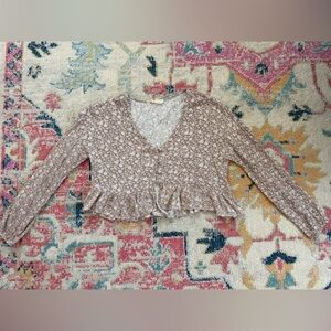 LA Hearts Floral Button Crop Top